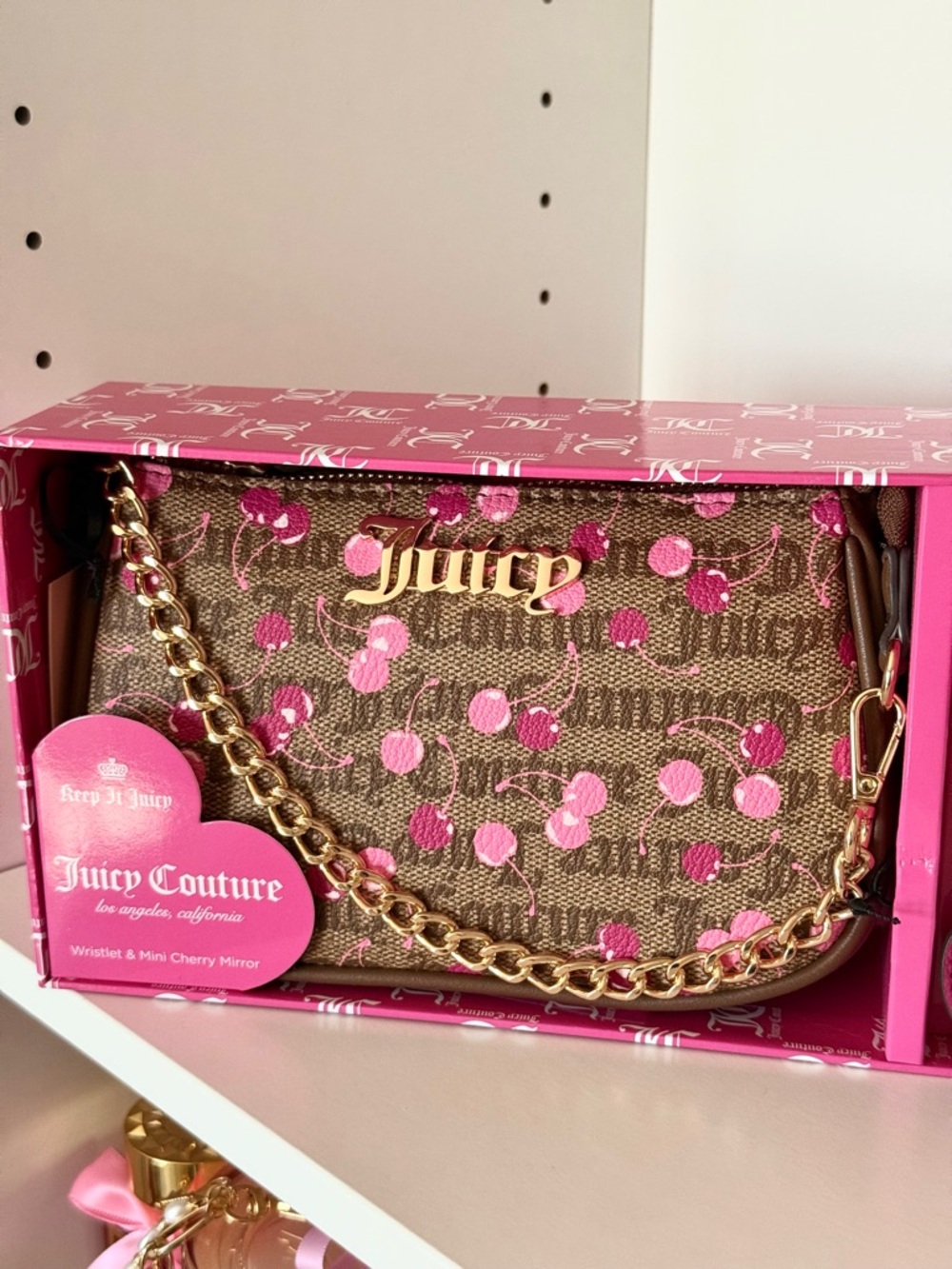 Juicy Couture “Cherry Status” Mini Wristlet Bag with Cherry Charm - Picture 5 of 5